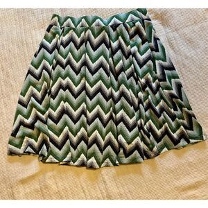 LuLaRoe Madison Women's XL Flare Skirt Green Geometric Knee Length
